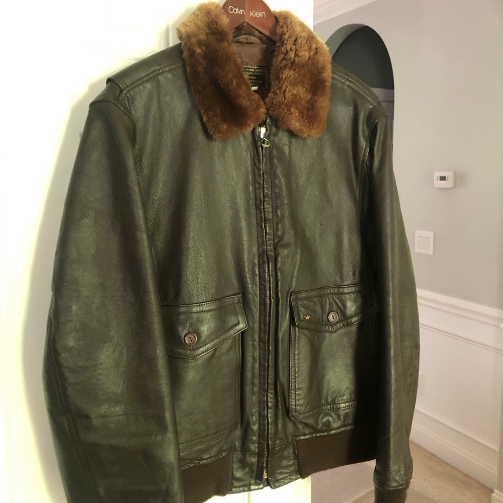 Vintage Authentic G1 Goatskin Flight or Bomber Jacket w Flight Pin. Made in USA